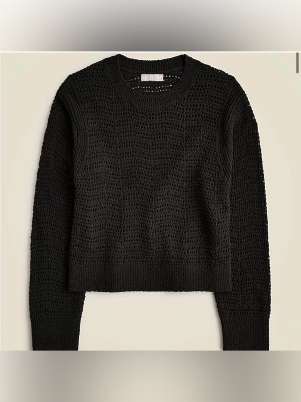 J.Crew Pointelle Crewneck Sweater Black Cotton Summer Beach Pullover Womens XL